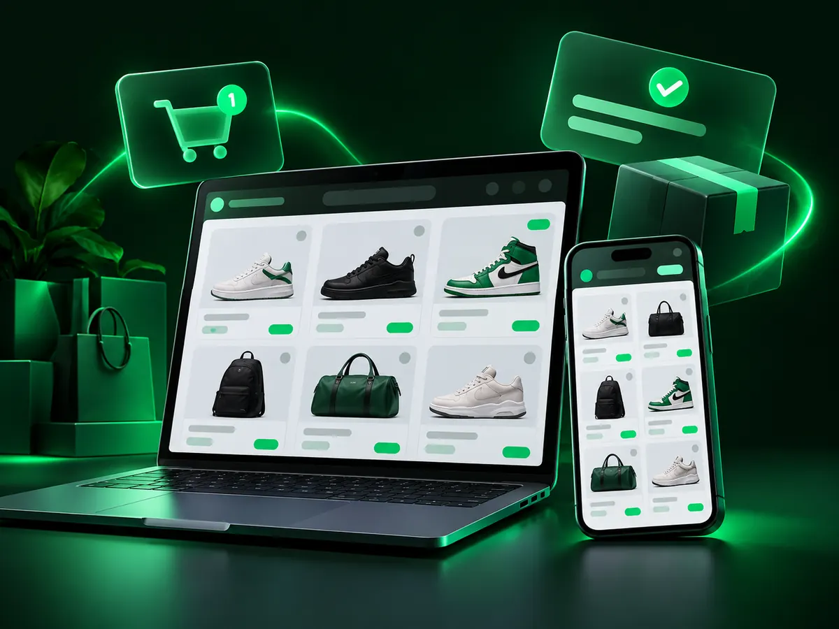 Web shop na laptopu i telefonu sa korpom i potvrdom porudžbine